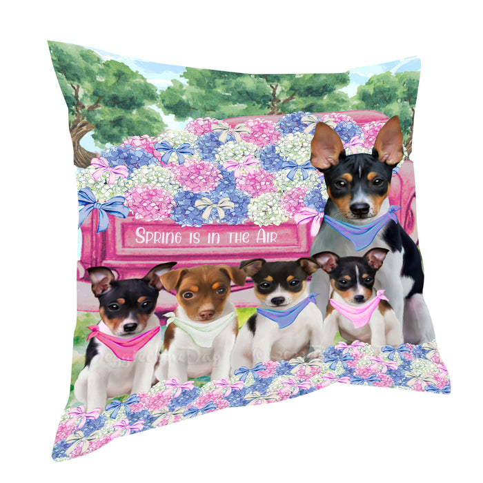 Rat Terrier Pillow: Cushion for Sofa Couch Bed Throw Pillows, Personalized, Explore a Variety of Designs, Custom, Pet and Dog Lovers Gift