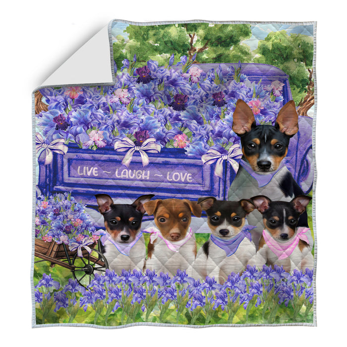 Rat Terrier Bedspread Quilt, Bedding Coverlet Quilted, Explore a Variety of Designs, Personalized, Custom, Dog Gift for Pet Lovers
