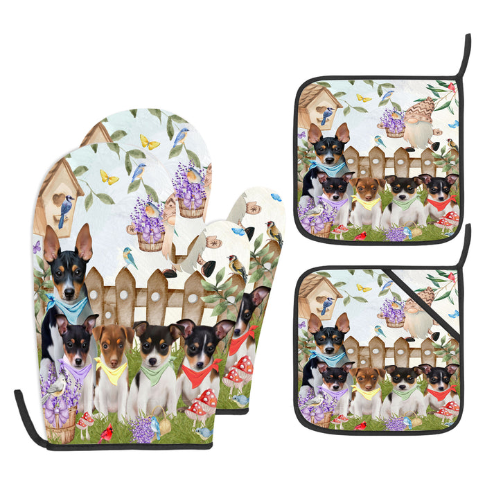 Rat Terrier Oven Mitts and Pot Holder Set, Explore a Variety of Personalized Designs, Custom, Kitchen Gloves for Cooking with Potholders, Pet and Dog Gift Lovers
