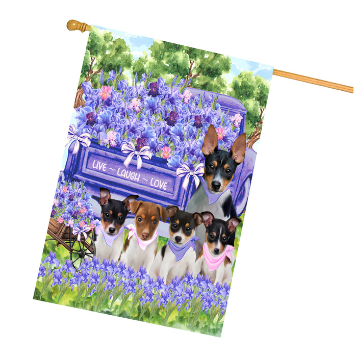 Rat Terrier Dogs House Flag for Dog and Pet Lovers, Explore a Variety of Designs, Custom, Personalized, Weather Resistant, Double-Sided, Home Outside Yard Decor