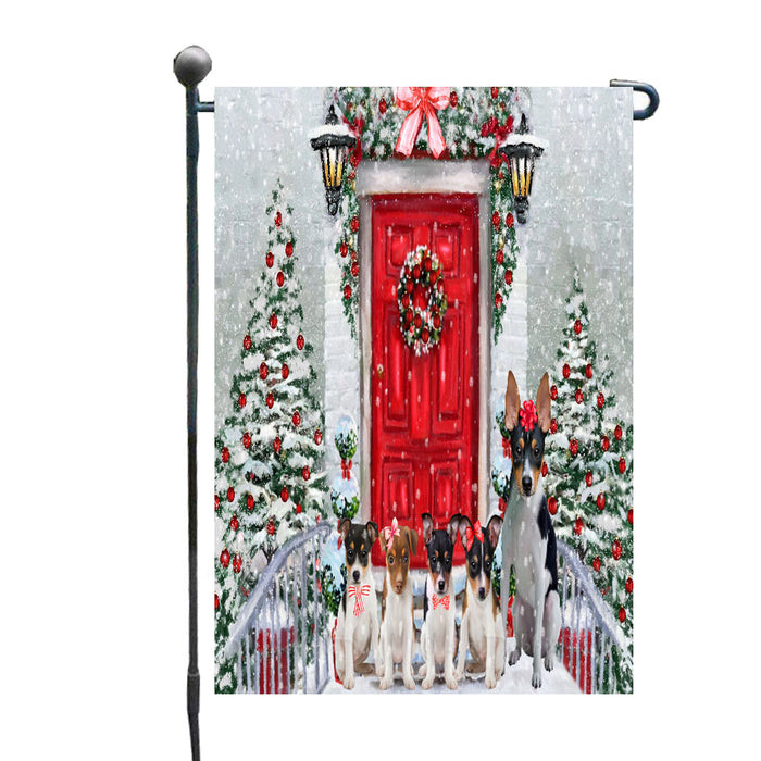 Christmas Holiday Welcome Rat Terrier Dogs Garden Flags- Outdoor Double Sided Garden Yard Porch Lawn Spring Decorative Vertical Home Flags 12 1/2"w x 18"h