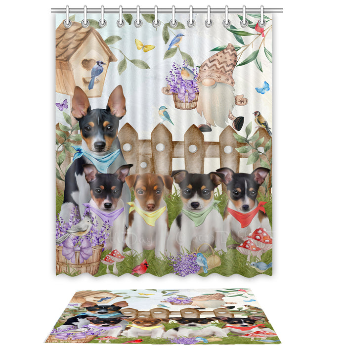 Rat Terrier Shower Curtain & Bath Mat Set, Custom, Explore a Variety of Designs, Personalized, Curtains with hooks and Rug Bathroom Decor, Halloween Gift for Dog Lovers