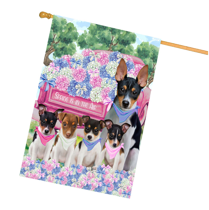 Rat Terrier Dogs House Flag: Explore a Variety of Personalized Designs, Double-Sided, Weather Resistant, Custom, Home Outside Yard Decor for Dog and Pet Lovers
