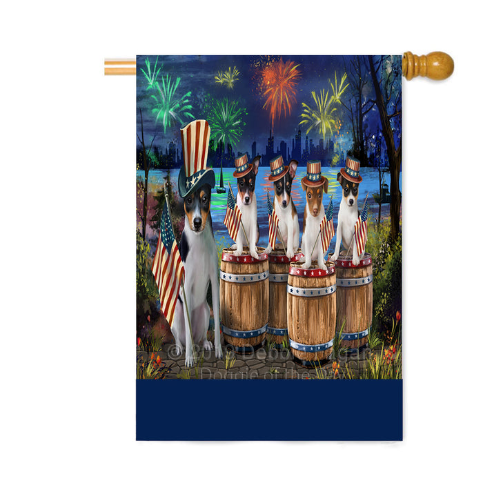 Personalized 4th of July Firework Rat Terrier Dogs Custom House Flag FLG-DOTD-A58093