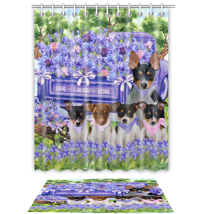 Rat Terrier Shower Curtain & Bath Mat Set, Custom, Explore a Variety of Designs, Personalized, Curtains with hooks and Rug Bathroom Decor, Halloween Gift for Dog Lovers