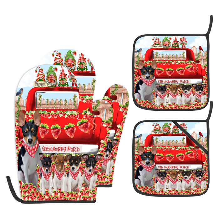 Rat Terrier Oven Mitts and Pot Holder Set, Kitchen Gloves for Cooking with Potholders, Explore a Variety of Custom Designs, Personalized, Pet & Dog Gifts