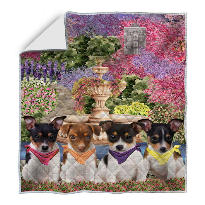 Rat Terrier Bed Quilt, Explore a Variety of Designs, Personalized, Custom, Bedding Coverlet Quilted, Pet and Dog Lovers Gift