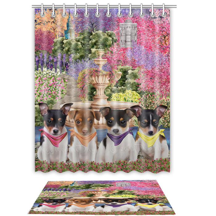 Rat Terrier Shower Curtain & Bath Mat Set, Bathroom Decor Curtains with hooks and Rug, Explore a Variety of Designs, Personalized, Custom, Dog Lover's Gifts