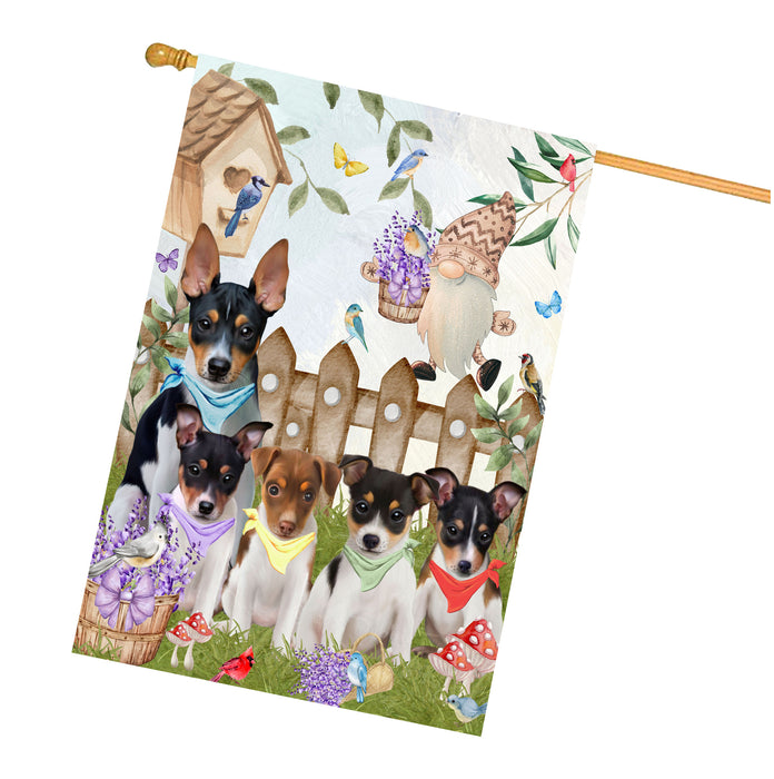 Rat Terrier Dogs House Flag: Explore a Variety of Designs, Custom, Personalized, Weather Resistant, Double-Sided, Home Outside Yard Decor for Dog and Pet Lovers
