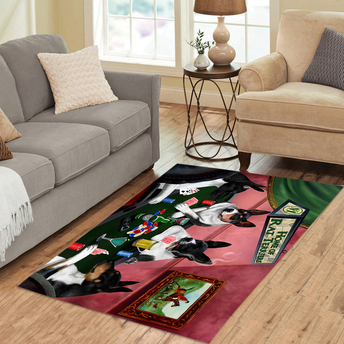 Home of  Rat Terrier Dogs Playing Poker Area Rug