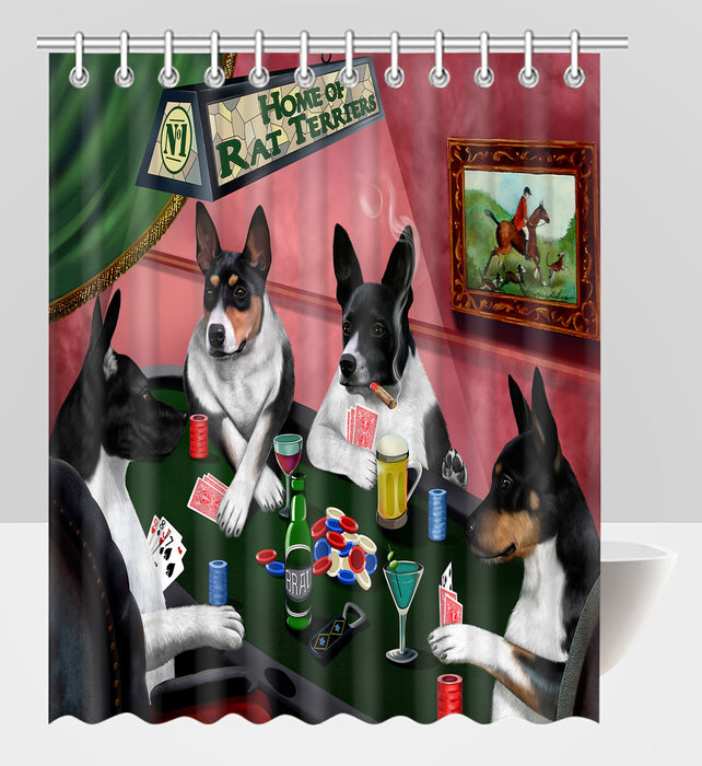 Home of  Rat Terrier Dogs Playing Poker Shower Curtain