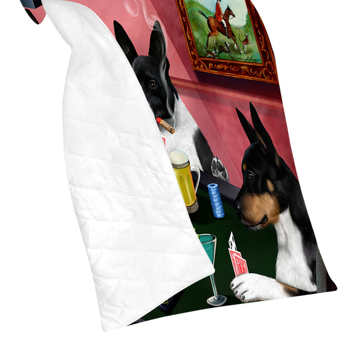 Home of  Rat Terrier Dogs Playing Poker Quilt