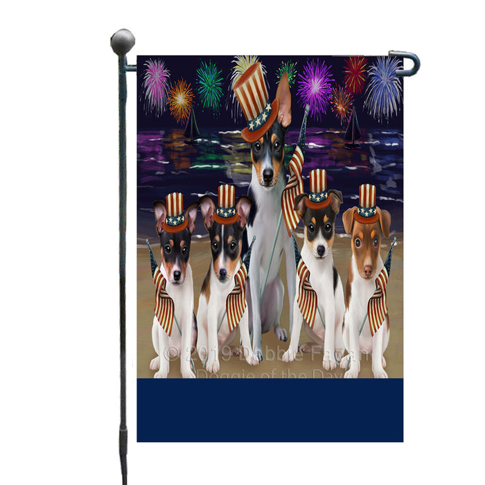 Personalized 4th of July Firework Rat Terrier Dogs Custom Garden Flags GFLG-DOTD-A58035
