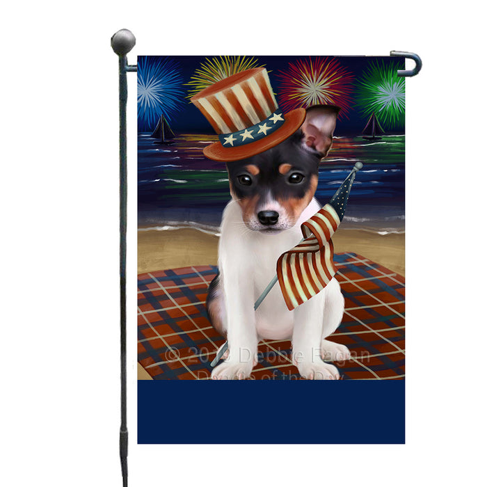 Personalized 4th of July Firework Rat Terrier Dog Custom Garden Flags GFLG-DOTD-A58036
