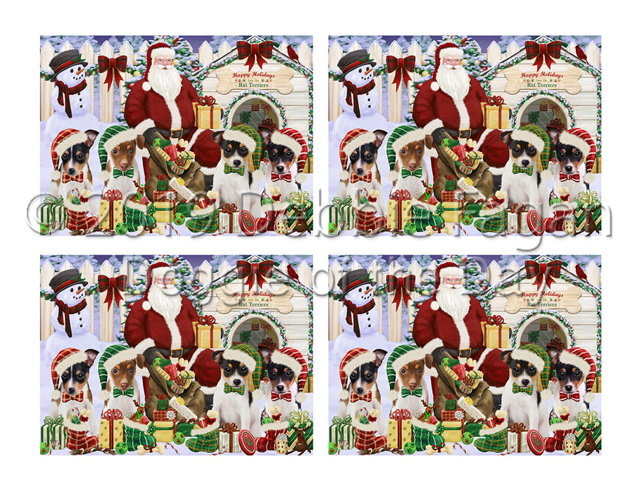Happy Holidays Christmas Rat Terrier Dogs House Gathering Placemat
