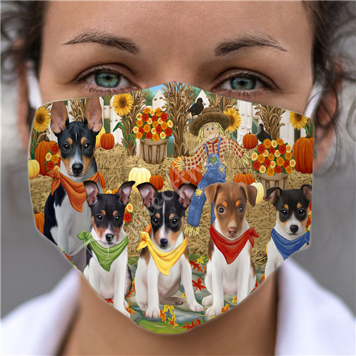 Fall Festive Harvest Time Gathering  Rat Terrier Dogs Face Mask FM48561