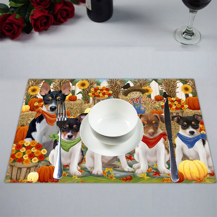 Fall Festive Harvest Time Gathering Rat Terrier Dogs Placemat