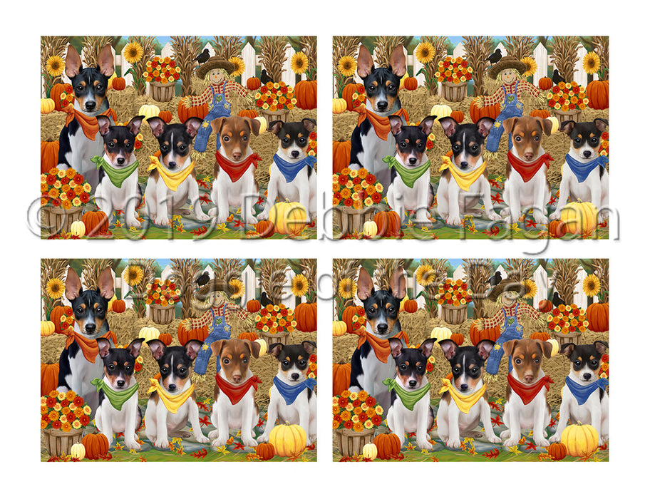 Fall Festive Harvest Time Gathering Rat Terrier Dogs Placemat