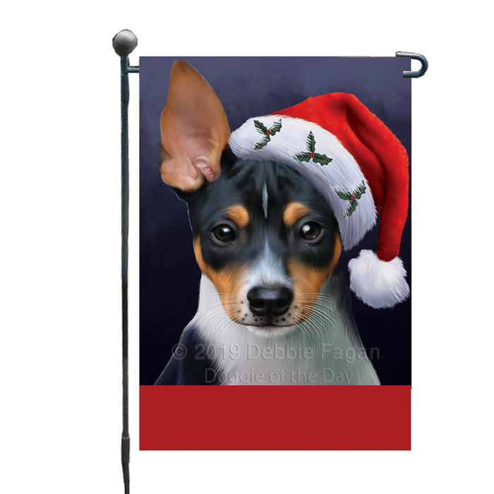 Personalized Christmas Holidays Rat Terrier Dog Wearing Santa Hat Portrait Head Custom Garden Flags GFLG-DOTD-A59849