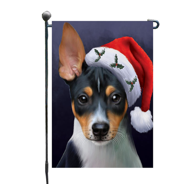Christmas Santa Hat Rat Terrier Dog Garden Flags Outdoor Decor for Homes and Gardens Double Sided Garden Yard Spring Decorative Vertical Home Flags Garden Porch Lawn Flag for Decorations