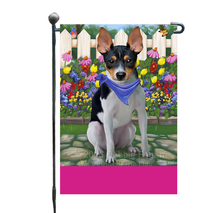Personalized Spring Floral Rat Terrier Dog Custom Garden Flags GFLG-DOTD-A62958