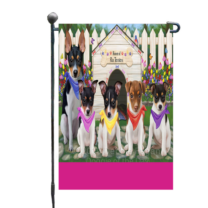 Personalized Spring Dog House Rat Terrier Dogs Custom Garden Flags GFLG-DOTD-A62959