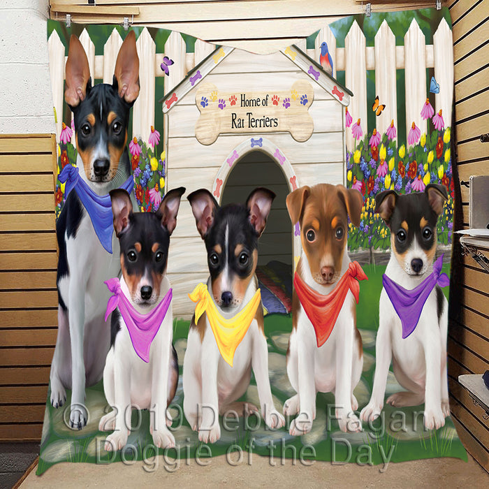 Spring Dog House Rat Terrier Dogs Quilt