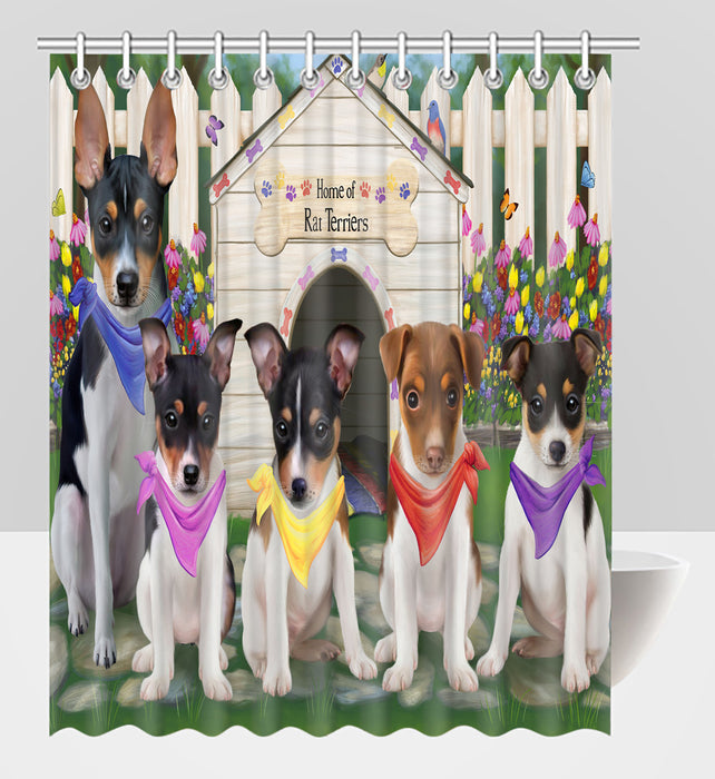 Spring Dog House Rat Terrier Dogs Shower Curtain