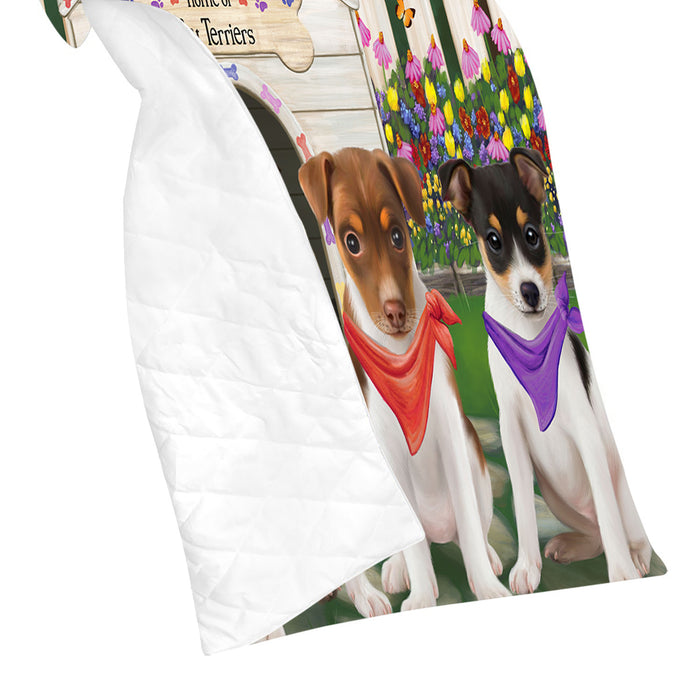 Spring Dog House Rat Terrier Dogs Quilt