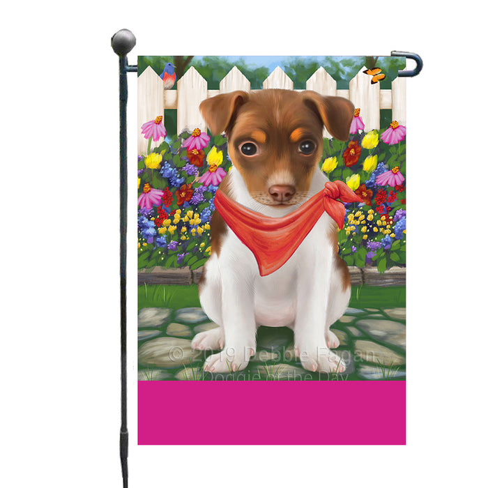 Personalized Spring Floral Rat Terrier Dog Custom Garden Flags GFLG-DOTD-A62960