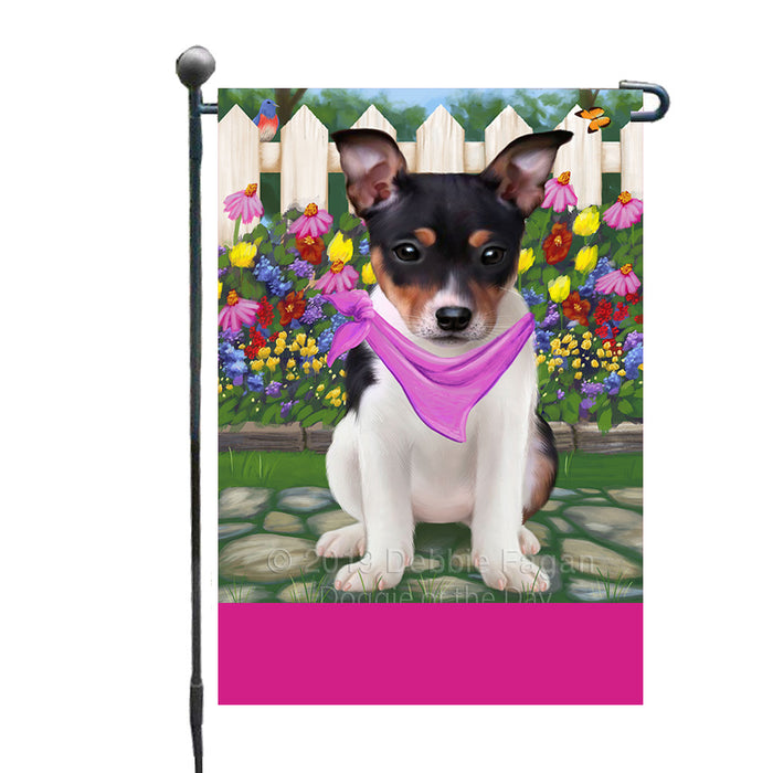 Personalized Spring Floral Rat Terrier Dog Custom Garden Flags GFLG-DOTD-A62961