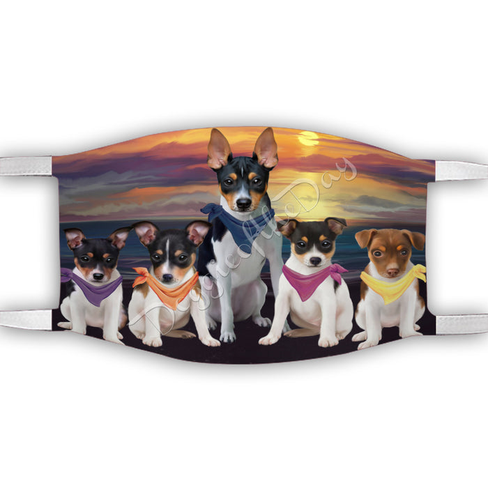 Family Sunset Rat Terrier Dogs Face Mask FM49227