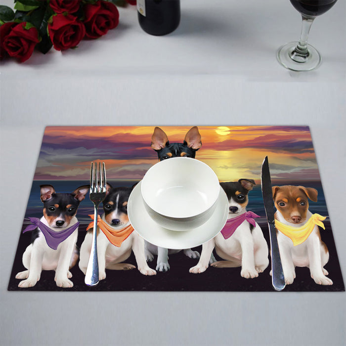 Family Sunset Portrait Rat Terrier Dogs Placemat