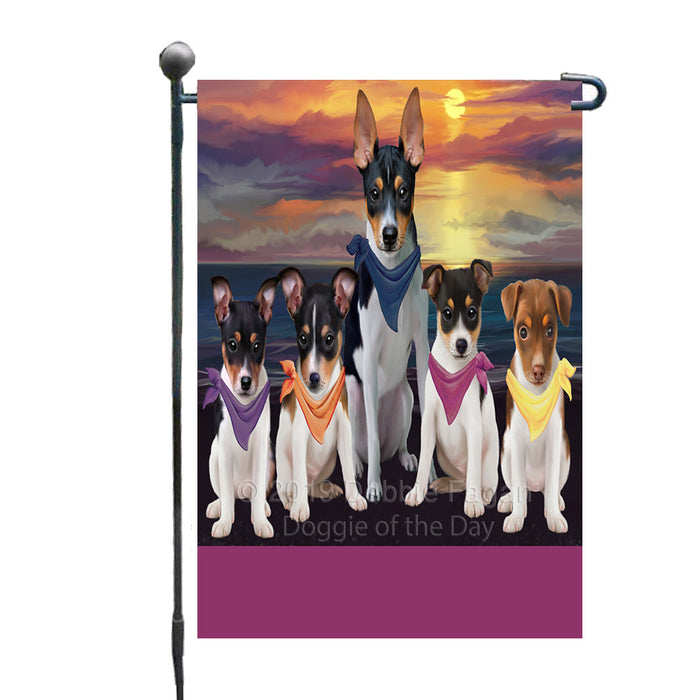 Personalized Family Sunset Portrait Rat Terrier Dogs Custom Garden Flags GFLG-DOTD-A60622