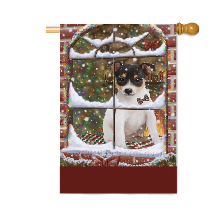 Personalized Please Come Home For Christmas Rat Terrier Dog Sitting In Window Custom House Flag FLG-DOTD-A60250