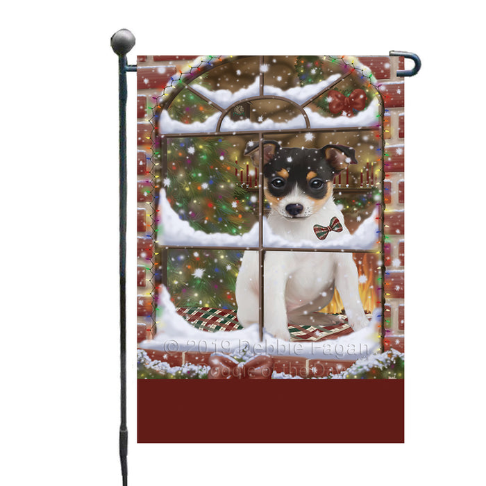 Personalized Please Come Home For Christmas Rat Terrier Dog Sitting In Window Custom Garden Flags GFLG-DOTD-A60194