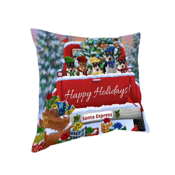 Christmas Red Truck Travlin Home for the Holidays Rat Terrier Dogs Pillow with Top Quality High-Resolution Images - Ultra Soft Pet Pillows for Sleeping - Reversible & Comfort - Ideal Gift for Dog Lover - Cushion for Sofa Couch Bed - 100% Polyester