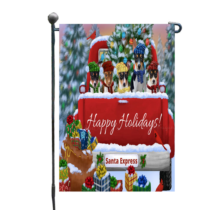 Christmas Red Truck Travlin Home for the Holidays Rat Terrier Dogs Garden Flags- Outdoor Double Sided Garden Yard Porch Lawn Spring Decorative Vertical Home Flags 12 1/2"w x 18"h