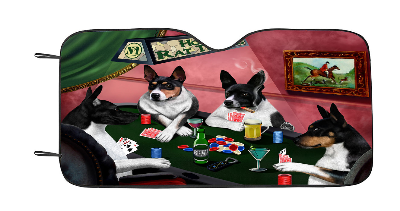 Home of  Rat Terrier Dogs Playing Poker Car Sun Shade