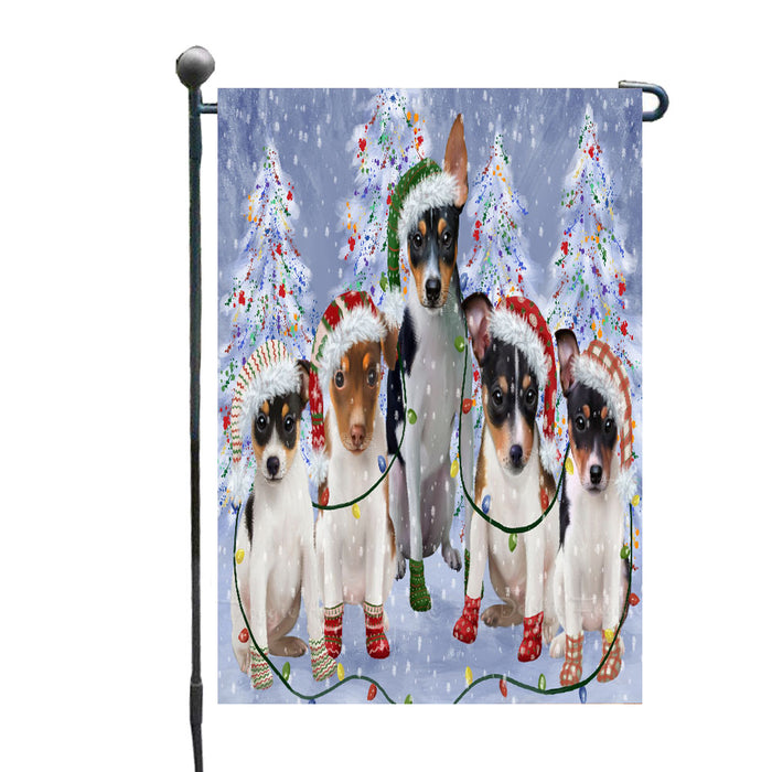 Christmas Lights and Rat Terrier Dogs Garden Flags- Outdoor Double Sided Garden Yard Porch Lawn Spring Decorative Vertical Home Flags 12 1/2"w x 18"h