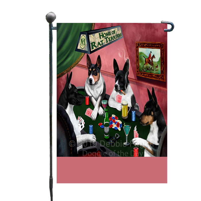 Personalized Home of Rat Terrier Dogs Four Dogs Playing Poker Custom Garden Flags GFLG-DOTD-A60289