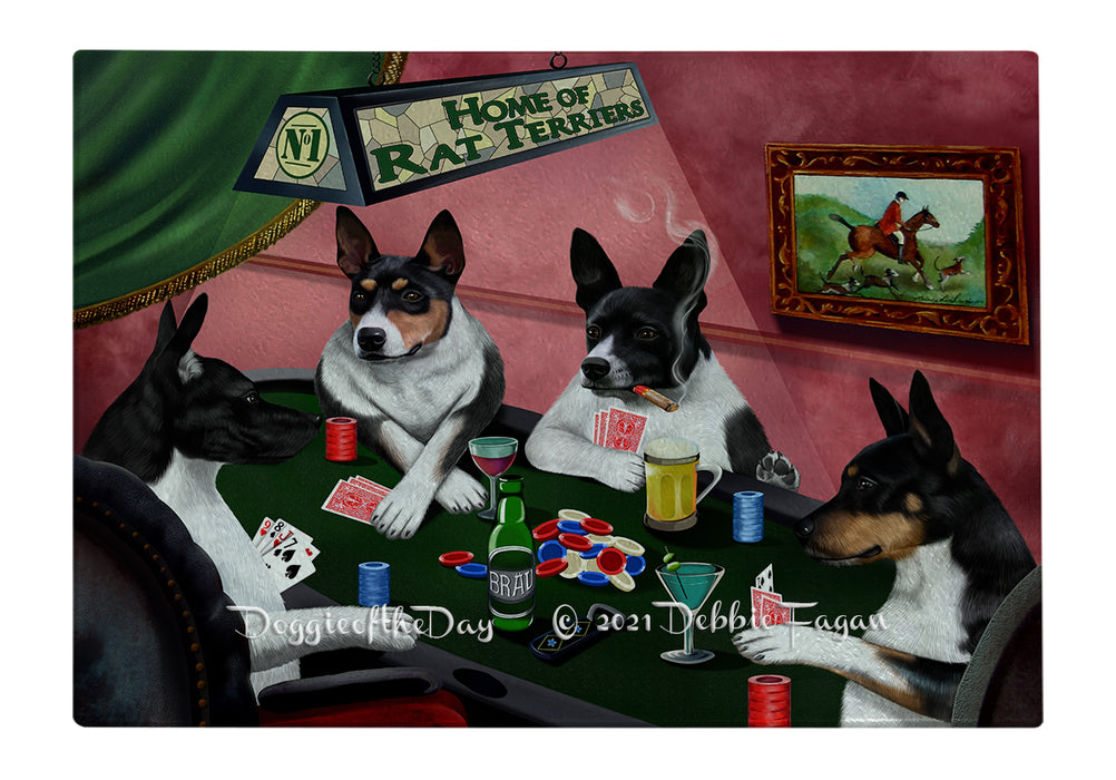 Home of Rat Terrier Dogs Playing Poker Cutting Board - Easy Grip Non-Slip Dishwasher Safe Chopping Board Vegetables C79183