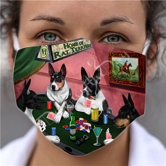 Home of Rat Terrier Dogs Playing Poker Face Mask FM49813