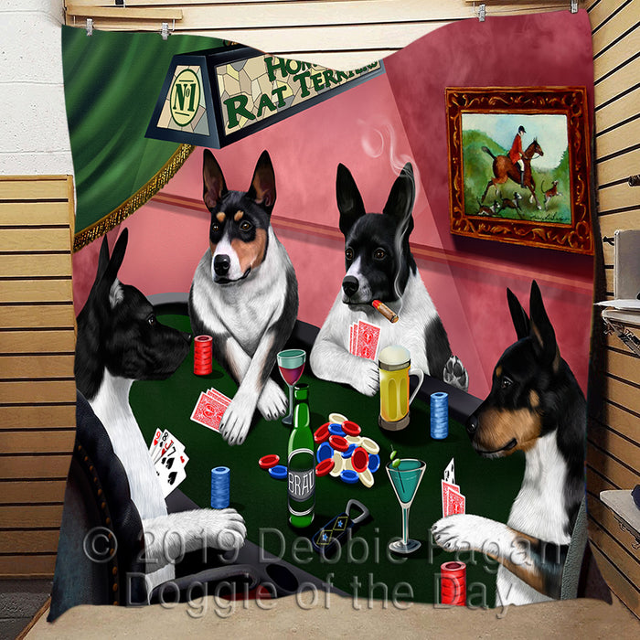 Home of  Rat Terrier Dogs Playing Poker Quilt