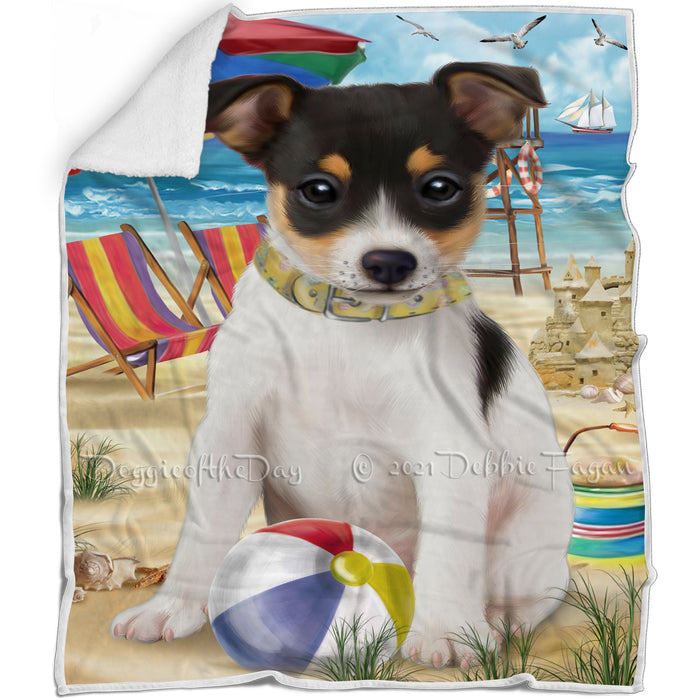 Pet Friendly Beach Rat Terrier Dog Blanket BLNKT66306