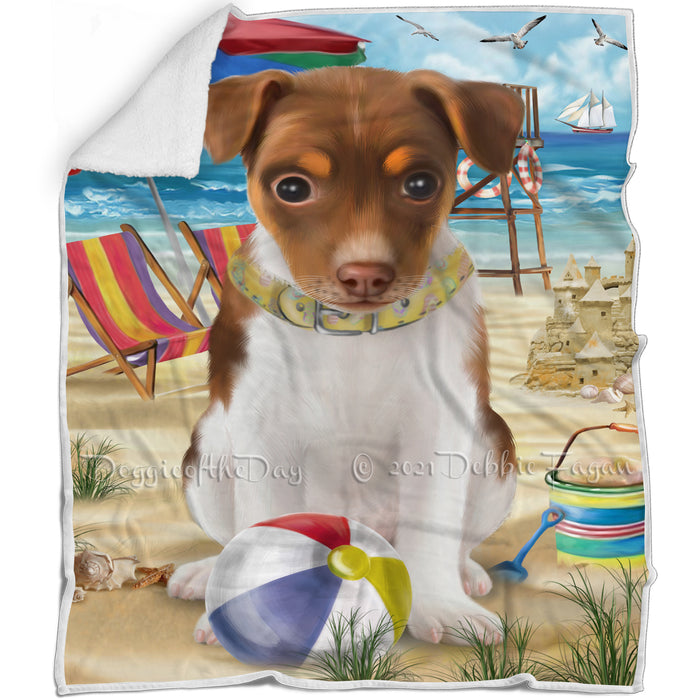 Pet Friendly Beach Rat Terrier Dog Blanket BLNKT66315