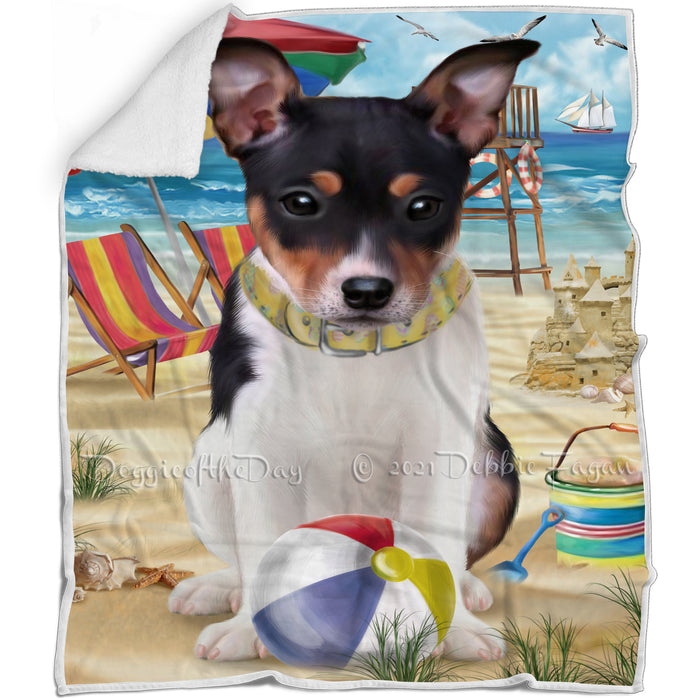 Pet Friendly Beach Rat Terrier Dog Blanket BLNKT66333