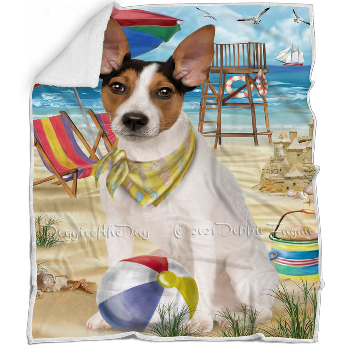 Pet Friendly Beach Rat Terrier Dog Blanket BLNKT66342