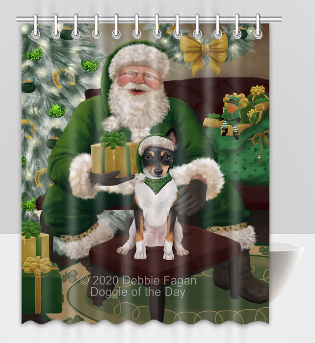 Christmas Irish Santa with Gift and Rat Terrier Dog Shower Curtain Bathroom Accessories Decor Bath Tub Screens SC169