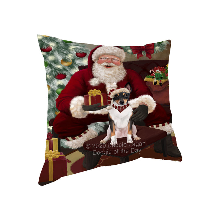 Santa's Christmas Surprise Rat Terrier Dog Pillow PIL87316